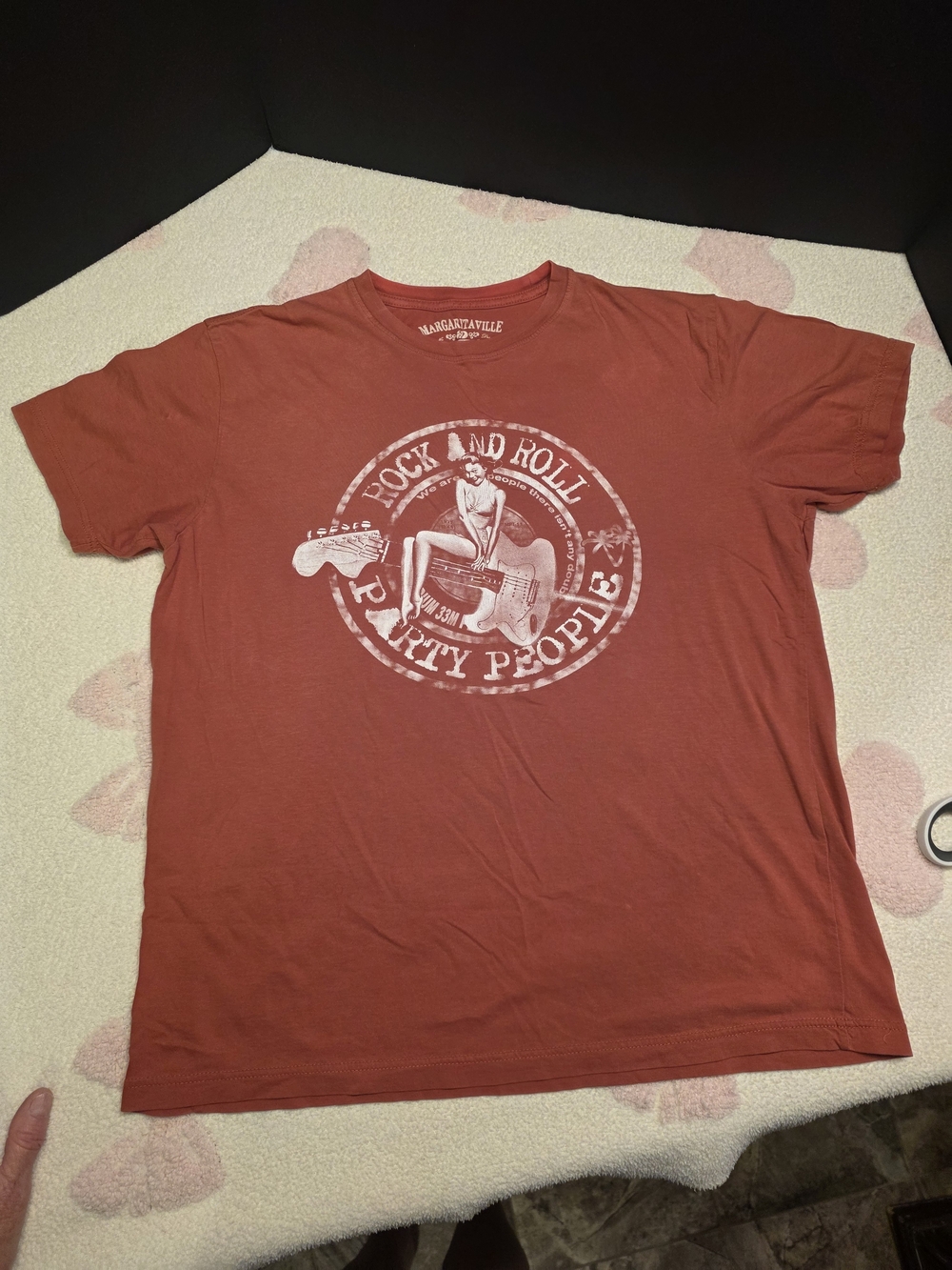 Margaritaville Rust Red Rock & Roll Graphic Short Sleeve Tee